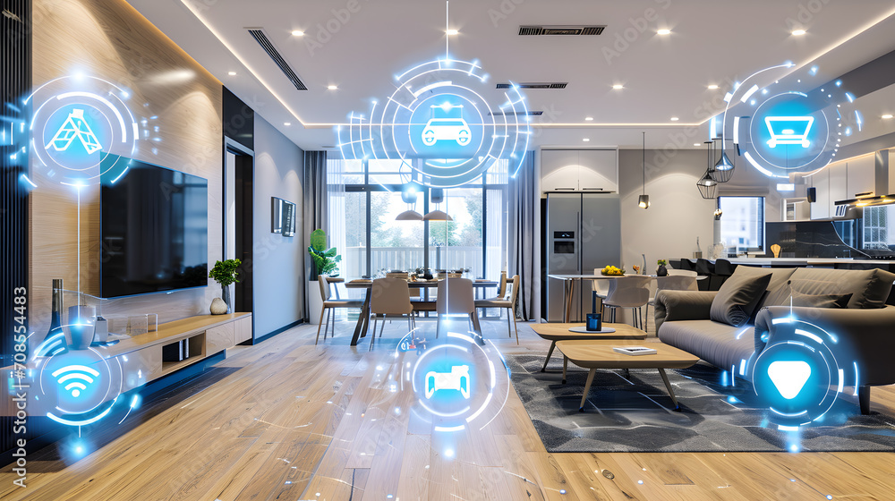 Poster interface to control smart home automation assistant, future smart home that makes life easier more 
