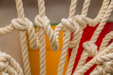 Knots on a rope ladder close - up