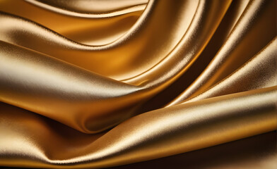 Abstract background luxury cloth or liquid wave or wavy folds of grunge gold silk texture satin velvet material or luxurious background or elegant wallpaper design. Generative AI