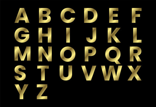 A to Z golden uppercase  English alphabet