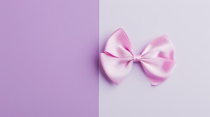 Pink Bow on Purple and White Background