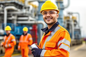 Working engineer at oil and gas site industry