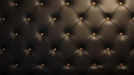 A black leather upholstery with gold buttons. 