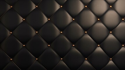 A black leather upholstery with gold buttons. 