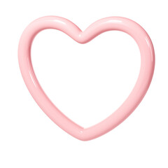 3d pink glossy heart love frame on white background. Suitable for Valentine day, Mother day, Women day, wedding, sticker, greeting card. February 14th