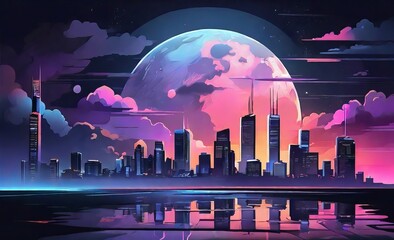 XL a wallpaper illustration of a night city