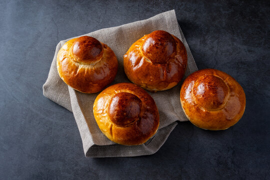 Palermo brioches, typical sweets of Sicilian cuisine. dark background
