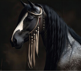 portrait of a horse in black