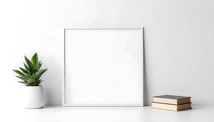  Minimalist-blank-picture-photo-poster-frame-mockup-over-white-background