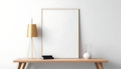  Minimalist-blank-picture-photo-poster-frame-mockup-over-white-background