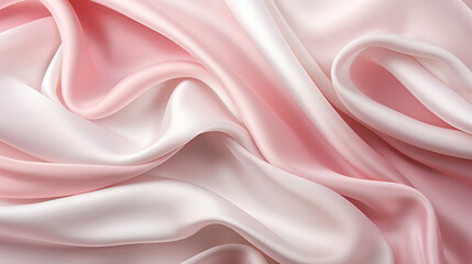 Pink and white silk fabric flows gracefully, showcasing its vibrant colors. - obrazy, fototapety, plakaty