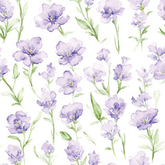 Watercolor floral blossom seamless pattern, generative AI