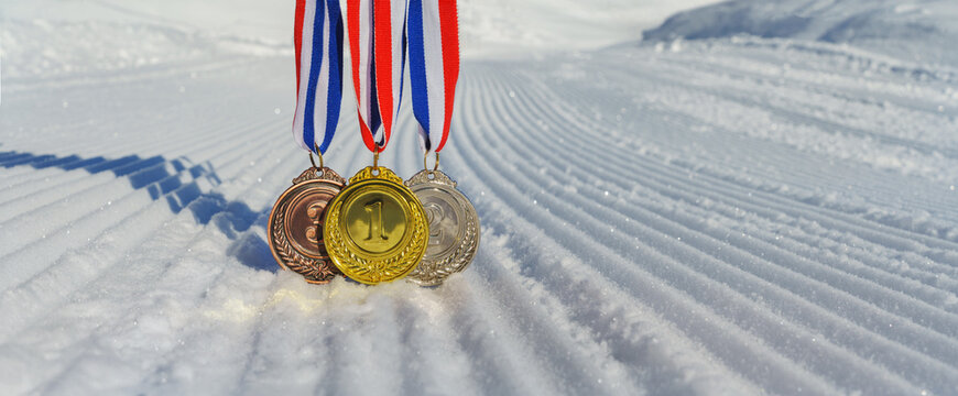 Podium Multi-Use Snowboard Award Medals With Ribbon – New – Winter Sport - View #2