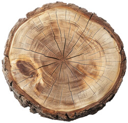 Fototapeta premium Round wooden tree slice trunk stump wood illustration PNG element cut out transparent isolated on white background ,PNG file ,artwork graphic design.