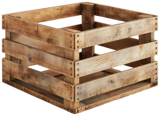 Empty wooden wood crate box illustration PNG element cut out transparent isolated on white background ,PNG file ,artwork graphic design.