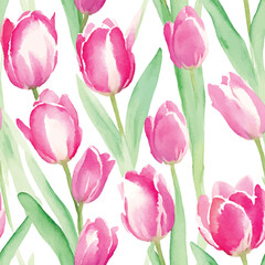 Watercolor floral blossom seamless pattern, generative AI