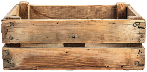 Empty wooden wood crate box illustration PNG element cut out transparent isolated on white background ,PNG file ,artwork graphic design.