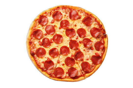 Pepperoni pizza isolated on transparent background