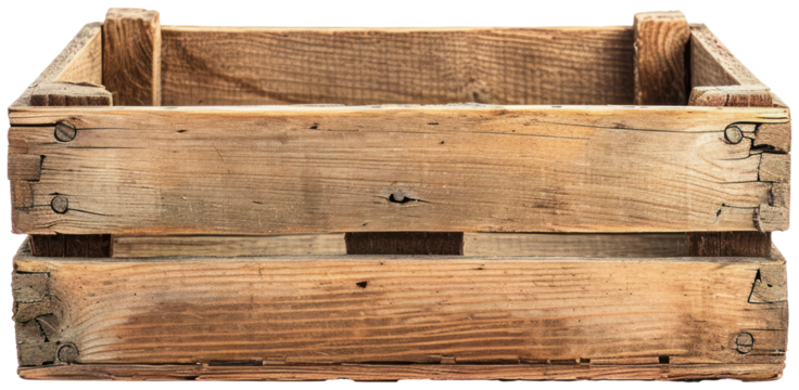Empty wooden wood crate box illustration PNG element cut out transparent isolated on white background ,PNG file ,artwork graphic design.