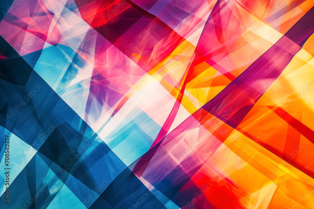 Poster geometric abstract template, an abstract design featuring vibrant geometric shapes and patterns.