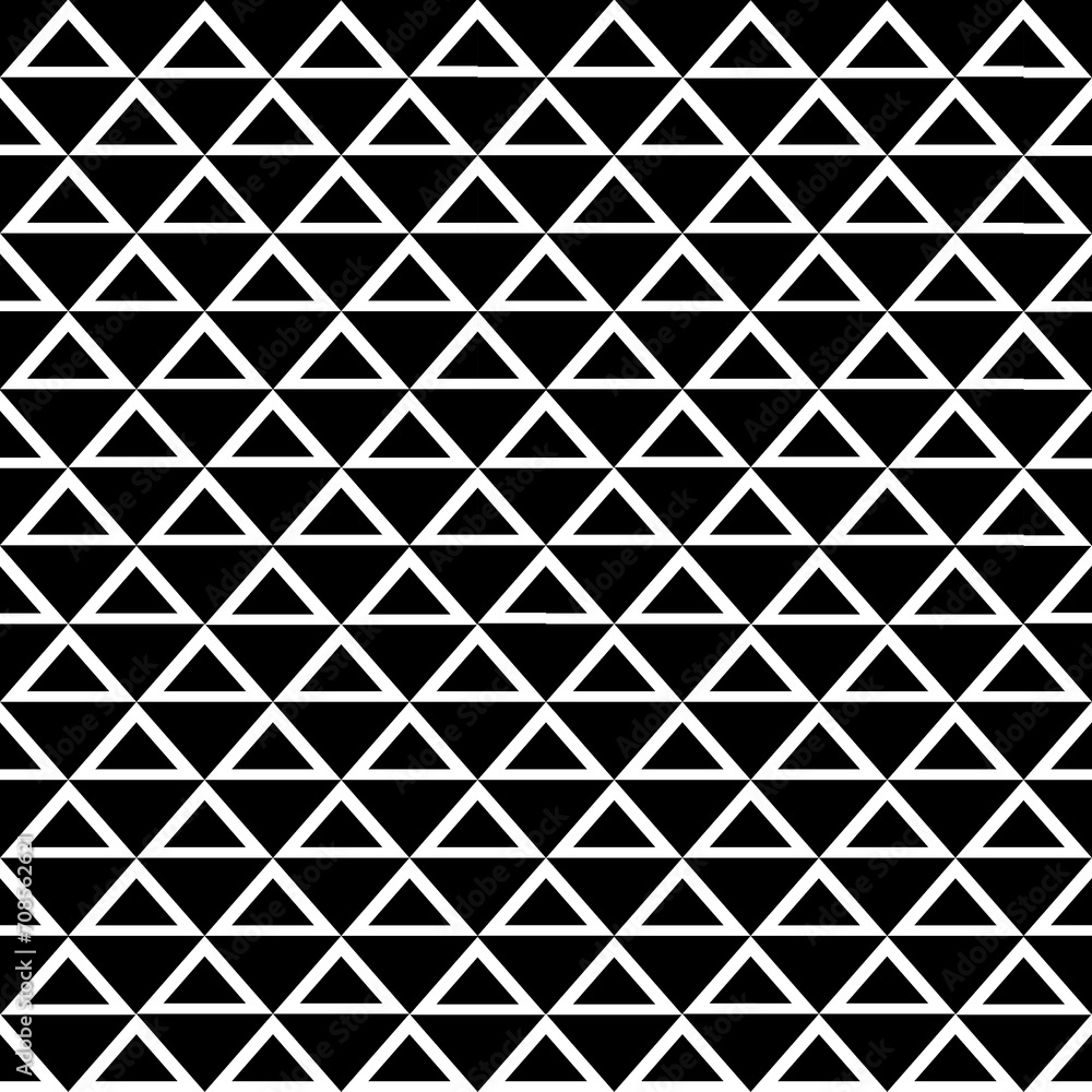 Poster seamless triangle pattern. vector black and white background. regular texture
