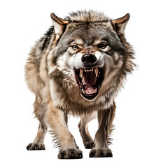 Wolf roar isolated white background