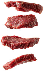 slices of Wagyu meat levitation illustration PNG element cut out transparent isolated on white background ,PNG file ,artwork graphic design.
