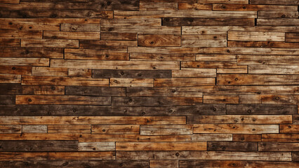 Old dark grunge wooden texture. Brown rustic wood planks background. Top view. 