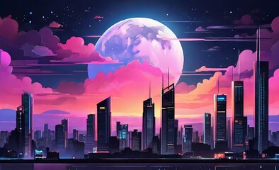 XL a wallpaper illustration of a night city