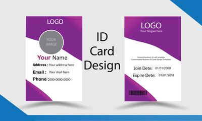 Double-sided creative ID card template. Portrait and landscape orientation. Horizontal and vertical layout. Vector illustration