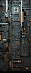 Fototapeta premium cyberpunk metal architecture wall building futuristic panels