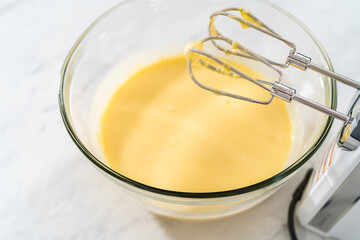 Lemon blueberry bundt cake with powdered sugar dusting
