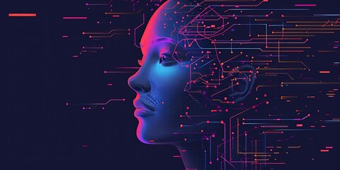 New technologies, artificial intelligence, computer, internet, template, background, wallpaper. - obrazy, fototapety, plakaty