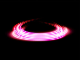 Abstract pink light circle lines effect on black background