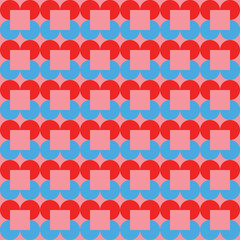 Seamless pattern with geometric ornament. Vector illustration. Red and blue colors