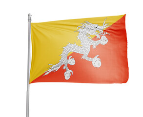 Bhutan national flag on white background.