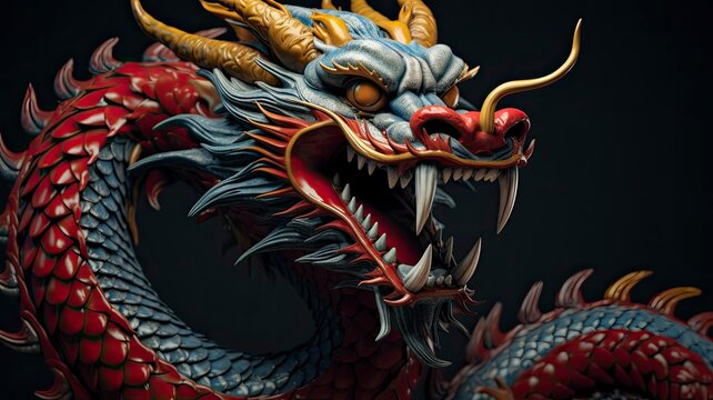 chinese dragon, copy space, realistic, HD - generative ai