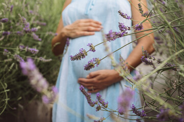 pregnant woman in a field of flowers