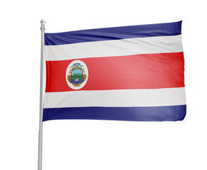 Costa Rica national flag on white background.