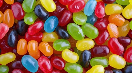 Close up of jellybean mix background for candy shop banner 