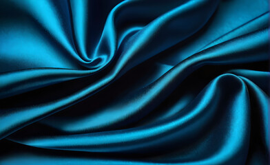 Obraz premium Abstract background luxury cloth or liquid wave or wavy folds of grunge blue silk texture satin velvet material or luxurious background or elegant wallpaper design. Generative AI