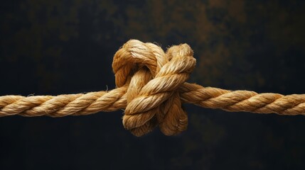 Close-Up of a Rope With a Knot, Detailed View of a Securely Tied Knot on a Rope