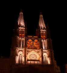 Fototapeta na wymiar Burgos Cathedral, Spain, at night