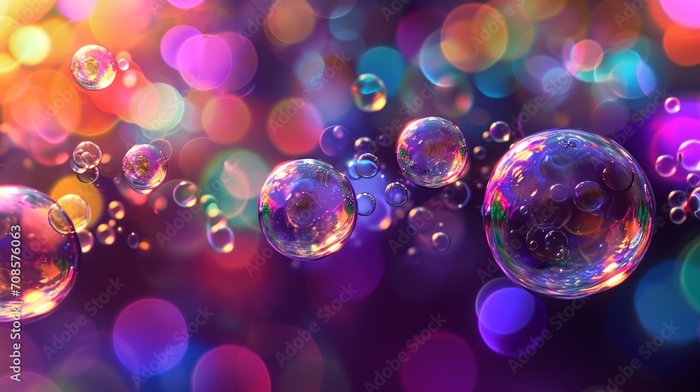 Aufkleber Floating Soap Bubbles in the Air, A Mesmerizing Array of Colorful Spheres