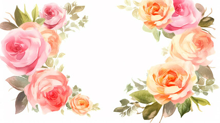 Naklejka premium Empty floral frame with copy space for greeting card or invitation design