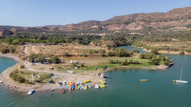 A aerial view of the reservoir at Beznar Andalucia Spain