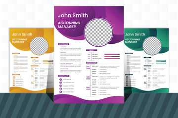 vector minimalist CV template with photo space