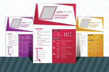 vector minimalist CV template with photo space