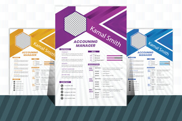 vector minimalist CV template with photo space