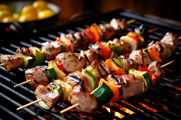 Delicious chicken and pepper kebabs.